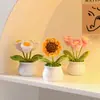 Regalo de Cumpleaños para Niñas Ramo de Girasoles Adorno Pequeño Escritorio Flores de Lana Tejidas a Mano Producto Terminado para Mejor Amiga Práctico