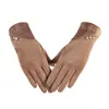Guantes de Gamuza con Decoración de Botones para Mujer, Suministro Transfronterizo, Cálidos para Invierno, Compatibles con Pantalla Táctil, Guantes Antifrío para Dedos, Moda al por Mayor