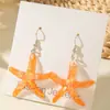 Pendientes de Estrella de Mar y Concha de Resina Coloridos Simples Europeos y Americanos Lindos Pendientes de Peces Coloridos Serie Oceánica para Mujeres