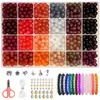 Set de 24 Rejillas de Cuentas Redondas de Vidrio de 8 mm, Cuentas Jelly, Cuentas Burst, Accesorios para Pulseras de Joyería Hecha a Mano DIY