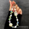 Corrente de celular ins de cristal de alto valor estético, corrente pendente de coroa estéreo coreana, cordão pingente para chaveiro de câmera de celular