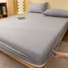 Chapéu de Cama Cor Sólida Estilo Ins Peça Única Algodão Lavado Capa de Chapéu de Cama Dormitório de Estudante Capa de Poeira Simmons Capa Protetora de Colchão