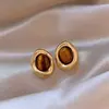 Pendientes Cuadrados Retro Elegantes con Esmalte Goteante Estampado de Leopardo para Mujer 2025 Nuevos Pendientes de Otoño e Invierno de Alta Gama Pendientes Modernos y Únicos