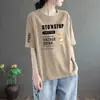 Comercio exterior transfronterizo sobrestock marca camiseta de manga corta de verano para mujer holgada talla grande ropa de mujer camiseta de manga media versátil adelgazante top moderno