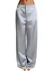 E-commerce Transfronteiriço Roupas Femininas Toque de Luxo Cetim Cor Sólida Calça Wide Leg Caimento Emagrecedor Temperamento para o Trabalho Calça Longa