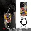 Pulseira de Flor Pintada a Óleo Adequada para Capa de Celular Apple 16Pro Iphone14 Silicone Pele de Cabra 15 Totalmente Coberta Anti-Queda 13