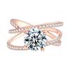 Anillo de diamante de cuatro garras entrelazado bañado en oro rosa de 18 quilates anillo de diamante de imitación moissanita tercera generación tres 2 quilates anillo