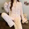 Cardigan de pijama feminino de alto valor, com laço doce de menina suave, tecido enrugado coreano ins, manga longa, atacado