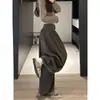 Calça pantalona floral marrom para mulheres, novo estilo outono 2026, corte solto, estilo boyfriend, casual, comprimento no tornozelo, macia e confortável