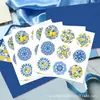 Hk089-T Pegatinas Redondas Decorativas de Porcelana Azul y Blanca, Pegatinas Selladoras Autoadhesivas para Sobres de Tarjetas de Felicitación, Pegatinas Decorativas de Limón