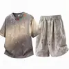 Amazon Verano Nuevo Diseño Camiseta Estampado Tie-dye Conjunto de Shorts Estudiante Adolescente Casual Deportivo Hombre