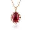 Pingente de gema de diamante granada turmalina natural brasileira imitação flor oval banhado a ouro rosa atacado