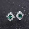 Novo estilo europeu e americano vintage imitação tesouro verde moda feminina colar com pingente conjunto de anel de brinco pedra principal 12*10 6*8
