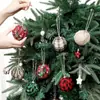 Bola de Tecido Mais Vendida da Amazon Bola Xadrez Preto e Branco Vermelho 6Cm7Cm Enfeites para Pendurar na Árvore de Natal Decorações de Bola de Espuma de Natal