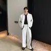 Conjunto de Dos Piezas para Hombre de Color Block Reflectante con Cuello Alto y Pantalones Casuales Rectos - Nuevo Color de Primavera y Otoño - Moderno