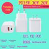 Carregador de Carregamento Rápido Pd20w Padrão KC Padrão Americano Padrão Europeu Padrão Britânico Cabeça de Carregamento Rápido para Celular Carregador 5v2a Nitreto de Gálio 30w