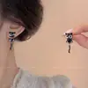 Pendientes de Gato Negro con Goteo de Aceite Lindos de Dibujos Animados para Mujer, Exquisitos, Dulces, Sencillos y a la Moda, Pendientes para Estudiantes con Corazón de Niña, para Viajes