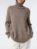 TR Moda Otoño/Invierno Estilo Casual de Moda Suéter Cálido Holgado Cuello Alto Mezcla de Cachemira Tejido