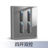 Panel de enchufe de interruptor gris tipo 86, interruptor de punto de pared de vidrio templado con espejo de control doble simple con luz LED para el hogar