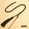 Cuerda de cordón con colgante de borla tejida a mano Cuerda de cera de abeja de jade dorado para hombres y mujeres, cordón de collar con hebilla de jade ajustable, cordón de borla