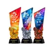 Trofeos de cristal hechos a medida para competiciones de bádminton, premios y recuerdos personalizados para campeones de eventos deportivos individuales y de dobles