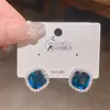 Brincos Quadrados Geométricos Exquisitos de Cristal K9 Safira Agulha de Prata, Brincos de Luxo Leve Super Brilhantes