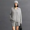 Shorts Casuais Versáteis de Cashmere Feminino Outono e Inverno Novo Estilo Simples Preguiçoso Trançado Estilo Old Money Cordão Solto
