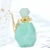 Fábrica Outlet Original Botella de Aceite Faceta de Diamante Piedra Natural Colgante de Aromaterapia Cristal Rosa Jade Botella de Perfume