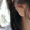 Brincos Simétricos de Folha com Diamante, Brincos de Folha Frescos, Doces e Fofos, Brincos Pequenos e Luxuosos Que Não Precisam Ser Retirados ao Dormir