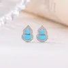 Pendientes Originales Yuebao Jewelry de Turquesa Plata de Ley S925 Forma de Calabaza Súper Brillantes Nuevo Estilo Chino Nicho Gama Alta