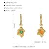 Pendientes de acero de titanio con diseño de estilo pastoral retro de moda para mujer, pendientes de acero inoxidable en oro de 18 quilates con abeja y piedra de erizo de mar natural.