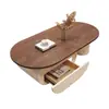 Mesa de centro de madeira maciça estilo vintage, design retrô, simples e elegante, adequada para salas de estar pequenas, modelo novo com toque de alta qualidade