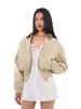 Chaqueta corta retro a cuadros con bloques de color, con solapas, para mujer, corte holgado, corta, con cremallera, entallada en la cintura, abrigo corto casual, popular transfronterizo europeo y americano