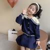 Falda de Traje Estilo Preppy para Niñas 2025 Nuevo Suave Kidsren's Primavera y Otoño Falda Plisada para Niñas Traje de Otoño de Dos Piezas