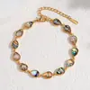 Novo modelo de comércio exterior, sensação de luxo leve e alta qualidade, pulseira de concha de abalone, pulseira de aço inoxidável com concha branca iridescente, requintada e versátil, atacado