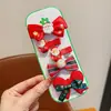 Grampo de Cabelo Laço Vermelho Fofo de Ano Novo para Crianças Meninas Flor Desenho Animado Presilha Lateral Bebê Presilha Bico de Pato de Ano Novo Acessório de Cabeça