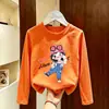 Camiseta de manga comprida para meninas, nova e estilosa, 2026 primavera e outono, blusa básica de algodão puro para meninas, top de outono fofo para crianças