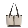 Bolsa de Ombro Casual Retrô Estilo Francês 2026 de Grande Capacidade para o Dia a Dia com Combinação de Cores e Bolsa Tote Elegante para Usar no Ombro ou na Mão para Mulheres