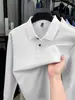 Camisa polo hexagonal de piqué de algodón 100% mercerizado de manga larga para hombre, camiseta básica de otoño e invierno, camiseta de cuello con botones de algodón puro