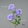 Flores de rosa corola com 3 cabeças, ramo único, rosas de tecido de seda, flores em garrafa para sala de estar, layout de fundo para decoração de salão de casamento