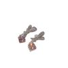 Pendientes de princesa brillante con lazo de gemas rosas, diseño de diseñador, chapado en oro de 18 quilates, con encaje geométrico y circonitas.