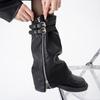 Cobre-pernas com Zíper Preto Estilo Punk Y2K Sexy Cobre-botas Estilo Motociclista Subcultura Tendência Cool Moda de Rua Meias