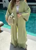 Conjunto de dos piezas de otoño nuevo para mujer: top con textura plisada + pantalones rectos casuales, estación independiente transfronteriza europea y americana 2023