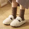 Chinelos de algodão Mingsheng para mulheres, outono e inverno, para usar ao ar livre, antiderrapantes, bico fechado, sola grossa, para uso doméstico, forrados com fleece, quentes, chinelos pós-parto, frete grátis para homens