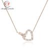 Duplo Coração Cover Corrente Titanium Aço Diamante Colar Simples Moda Oco Colarinho Corrente Simples Personalidade Pequeno Colar Fresco