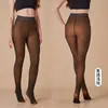 Medias finas falsas transfronterizas para mujer, talla extragrande, entrepierna de una sola pieza, forradas de vellón, engrosadas, cálidas, aspecto de piel, leggings con efecto de pierna desnuda