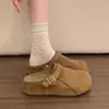 Pantuflas cerradas tipo Birkenstock de suela gruesa que aumentan la altura para mujer, nuevo modelo de verano 2025, versátiles de meter y sacar, tipo mule para usar en exteriores