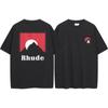 Camiseta unisex holgada informal de manga corta con estampado de logotipo retro de RHUDE para primavera y verano de 2024