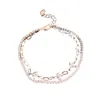 Pulsera Geométrico-Floral de Zirconia de Doble Capa Estilo Minimalista Europeo y Americano, Pulsera de Lujo Ligero de Gama Alta, Joyería de Mano Moderna, Sencilla y Exquisita