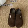 Couro Genuíno Aumento Interno de Altura Solado Grosso Cobertura Total Sapatos Birkenstock Femininos 2026 Outono Novo Estilo Versátil Slip-on Sapatilhas Mocassins